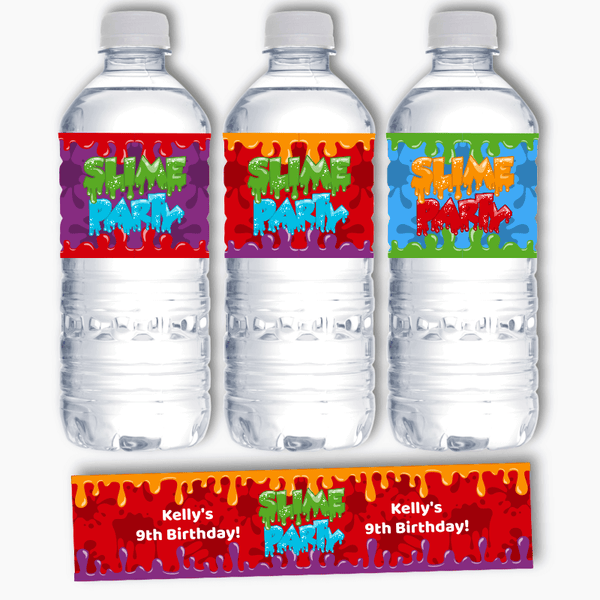 Slime Party Water Labels, Custom Printed