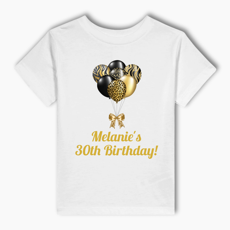 Personalised Black &amp; Gold Balloons Party Adults T-Shirt