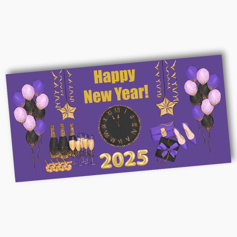 Purple, Black &amp; Gold New Years Party Banners