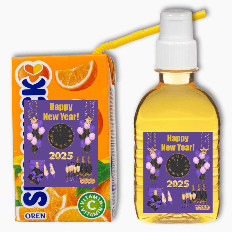 Purple, Black &amp; Gold New Years Party Drink Labels