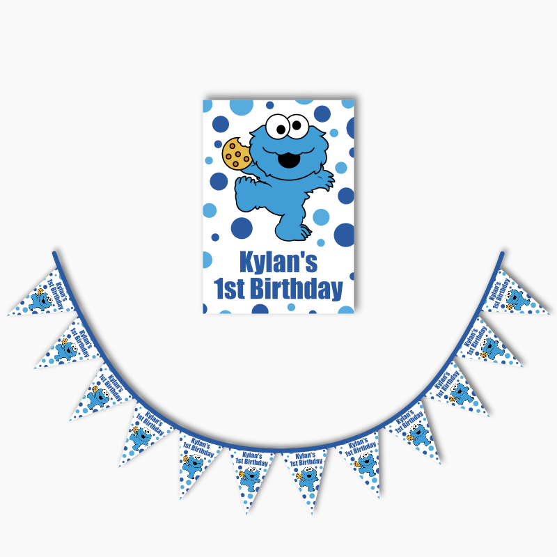 Personalised Cookie Monster Party Supplies & Favours Tagged Party Packs -  Katie J Design and Events