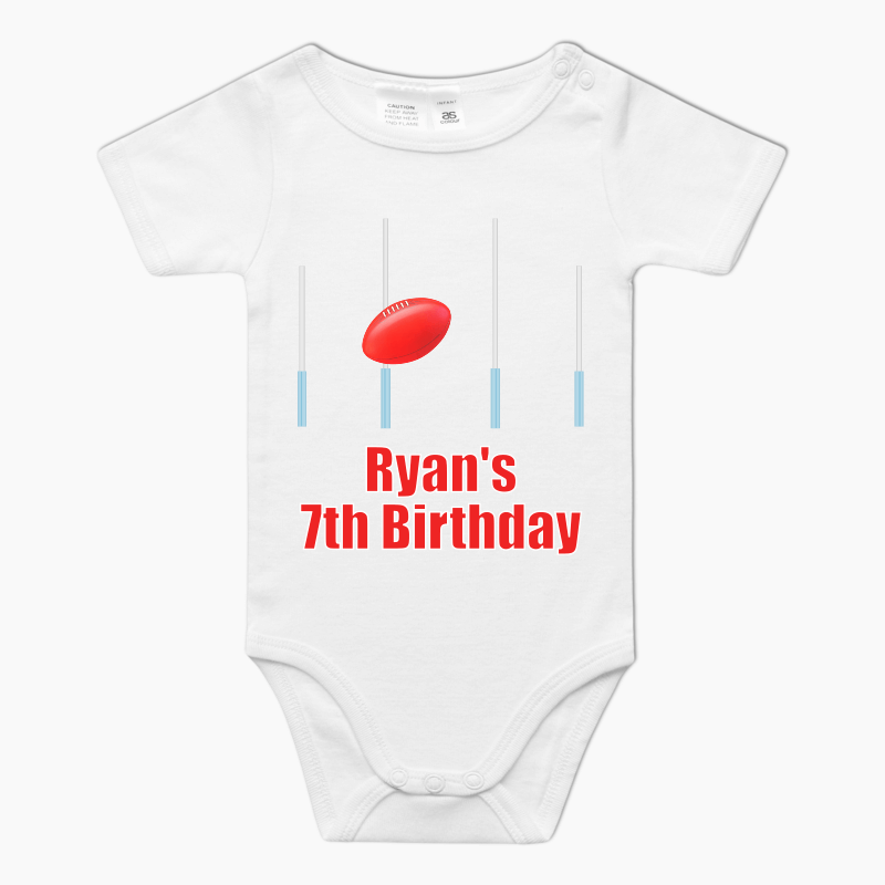 Personalised Aussie Rules Football Baby One-Piece Romper