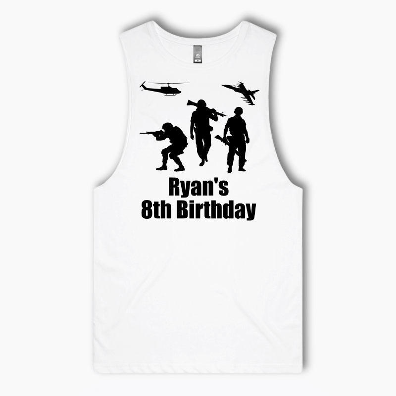 Personalised Army Party Tank Singlet