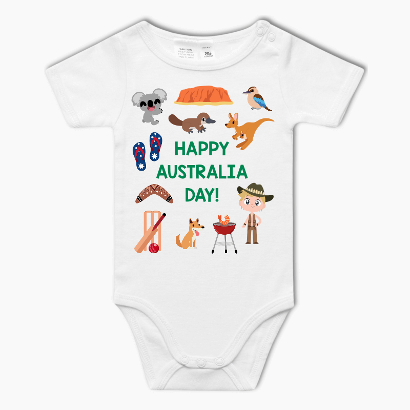 Fun Aussie Character Australia Day Baby One-Piece Romper