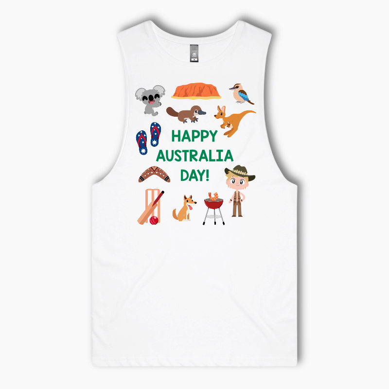 Fun Aussie Character Australia Day Tank Singlet