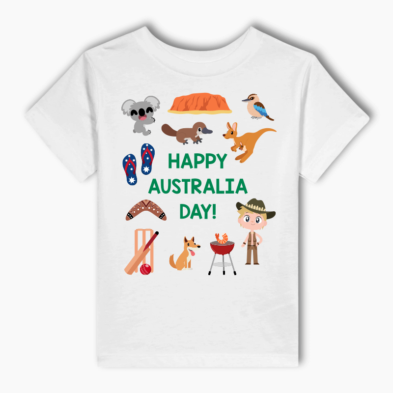 Fun Aussie Character Australia Day Kids T-Shirt