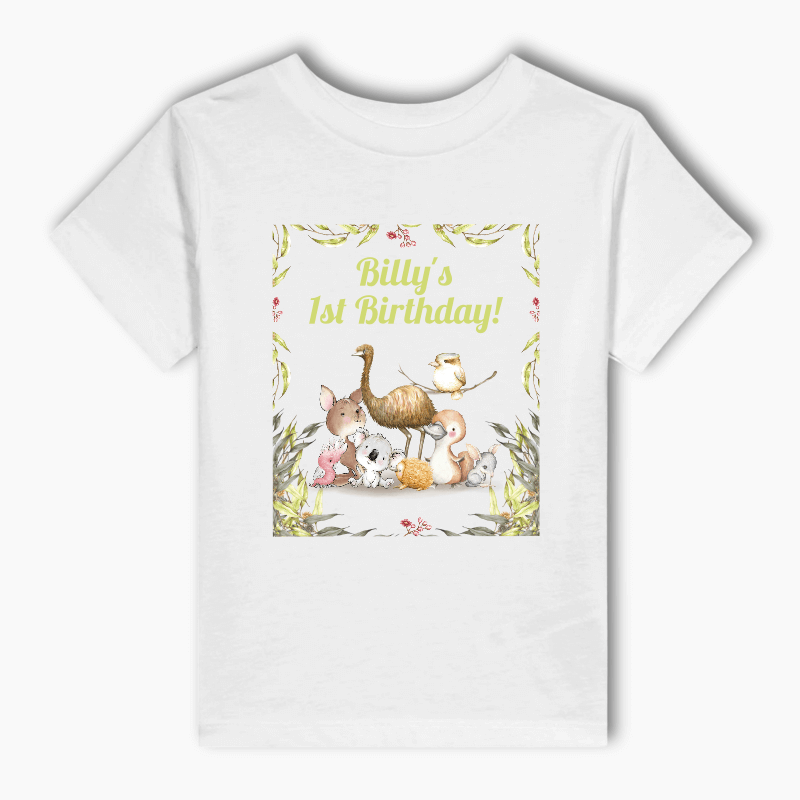 Personalised Australian Animals Party Kids T-Shirt