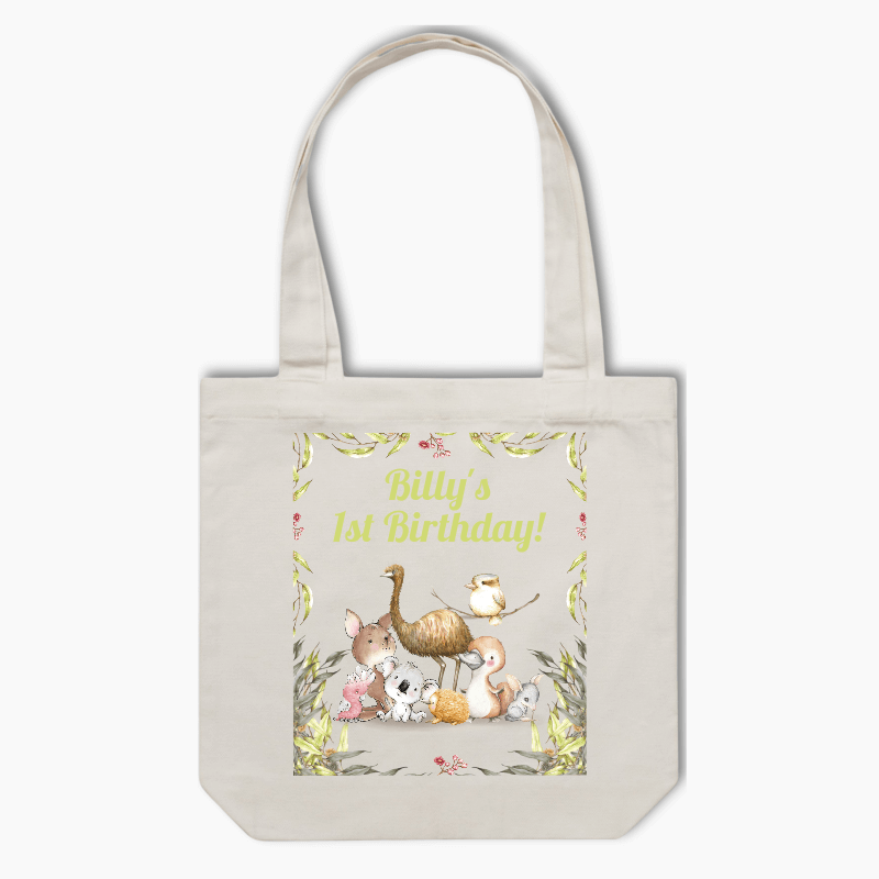 Personalised Australian Animals Party Tote Bag