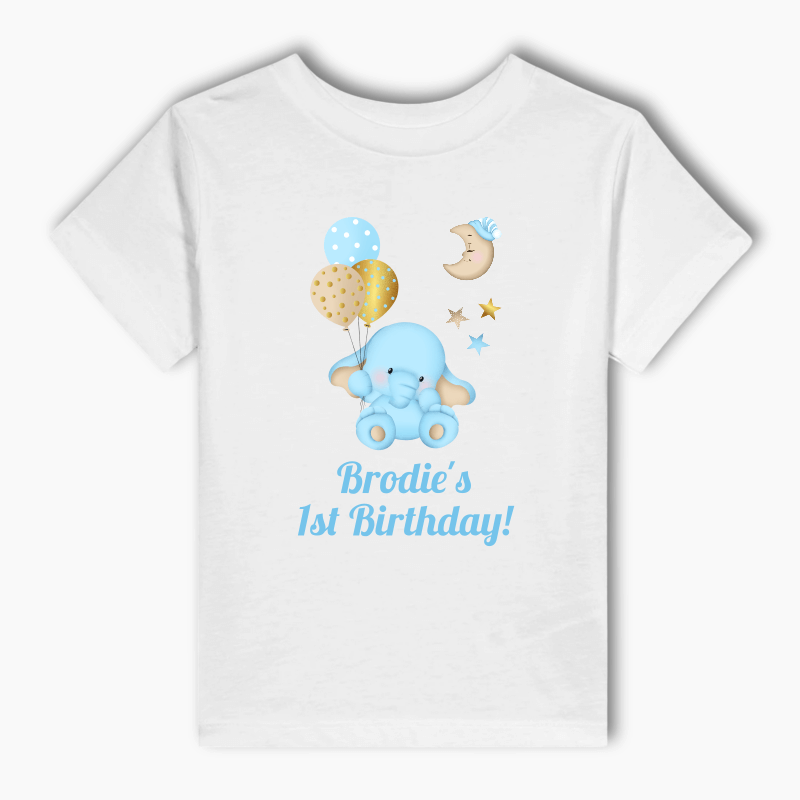 Blue Baby Elephant Party Kids T-Shirt