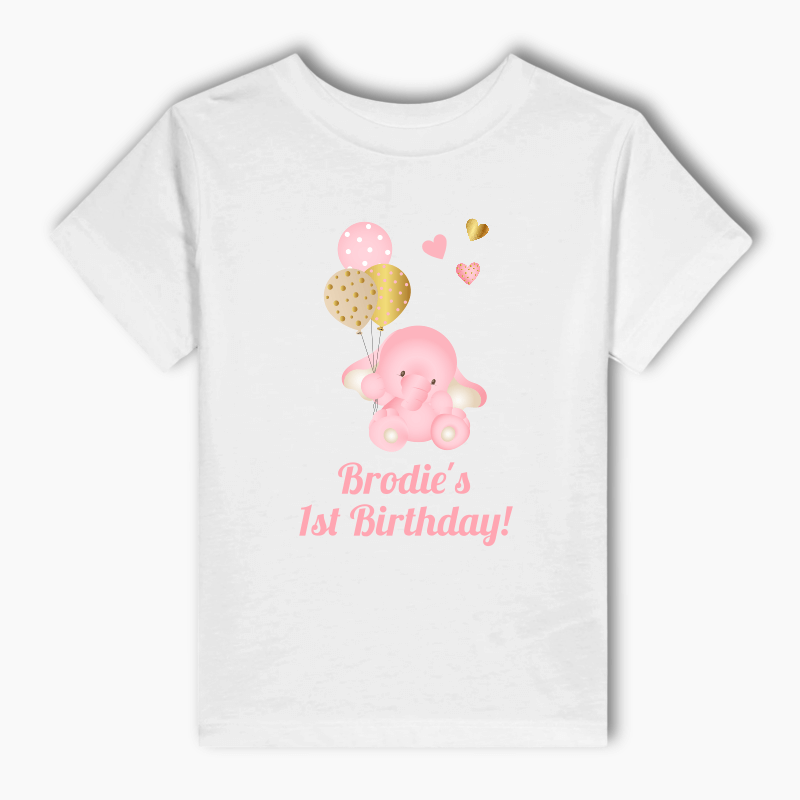 Pink Baby Elephant Party Kids T-Shirt