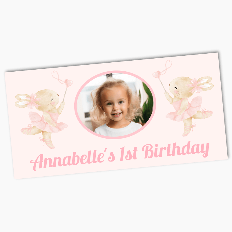 Personalised Ballet Bunny Party Banners with Photo