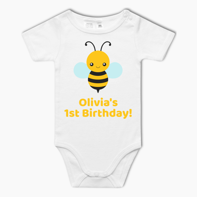 Personalised Buzzy Bee Baby One-Piece Romper