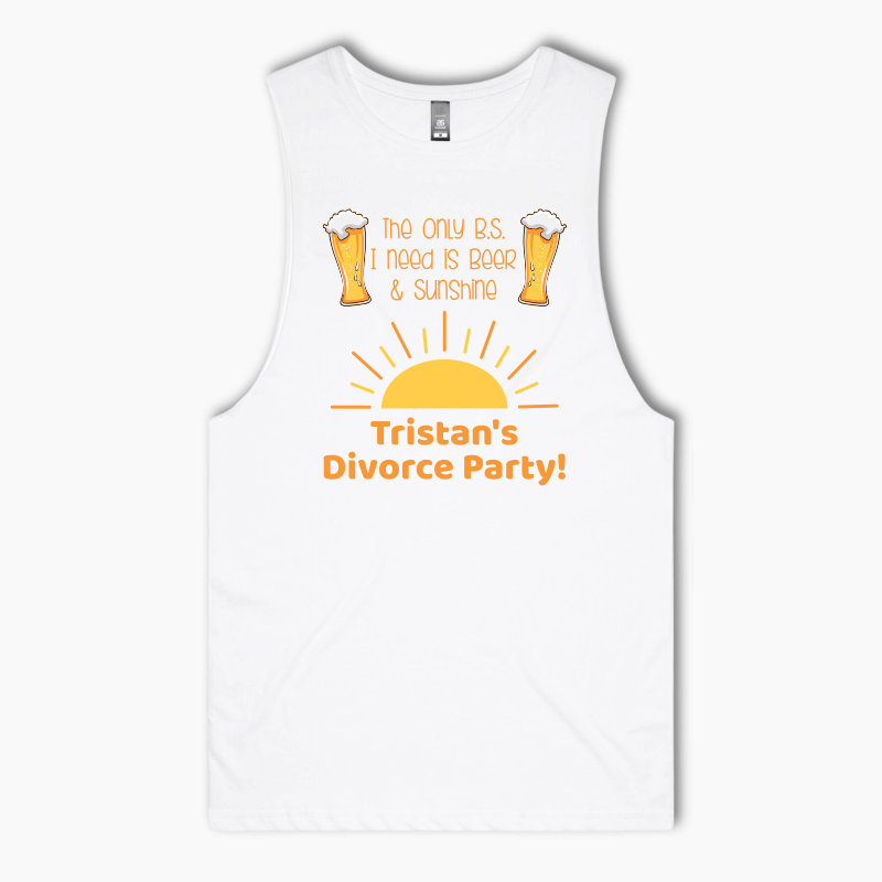 Personalised Beer &amp; Sunshine Divorce Party Tank Singlet