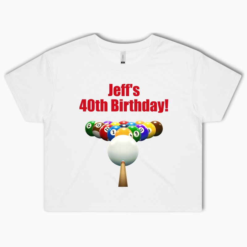 Personalised Billiards 8 Ball Party Crop Shirt