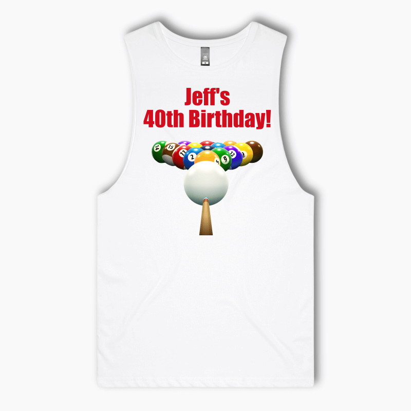 Personalised Billiards 8 Ball Party Tank Singlet