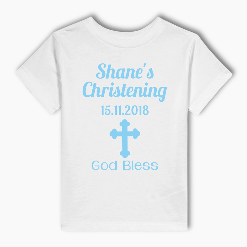 Personalised Blue Cross Christening Adults T-Shirt