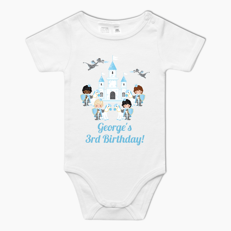 Personalised Blue Prince Baby One-Piece Romper