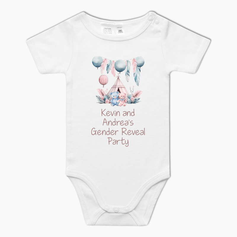 Personalised Boho Teddy Bear Gender Reveal One-Piece Romper