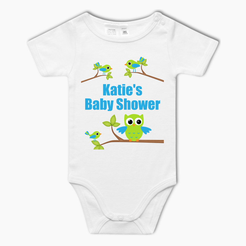 Personalised Birds &amp; Owl Baby One-Piece Romper - Boys