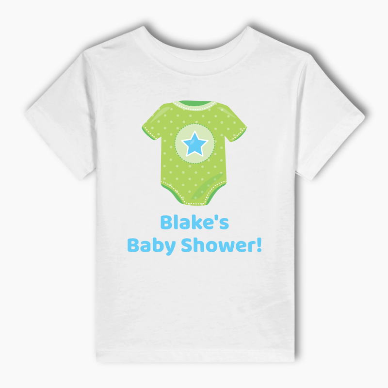 Personalised Blue &amp; Green Onesie Baby Shower Adults T-Shirt