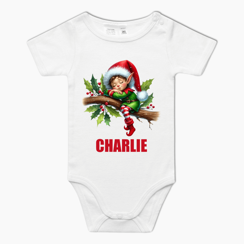 Personalised Baby Christmas One-Piece Romper with Name