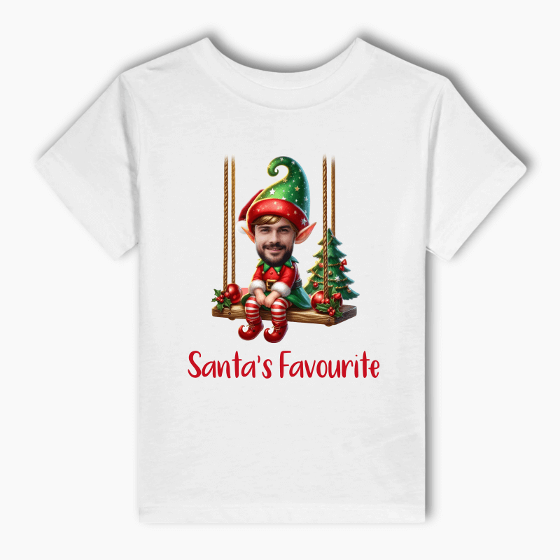 Personalised Christmas Elf Photo Adults T-Shirt