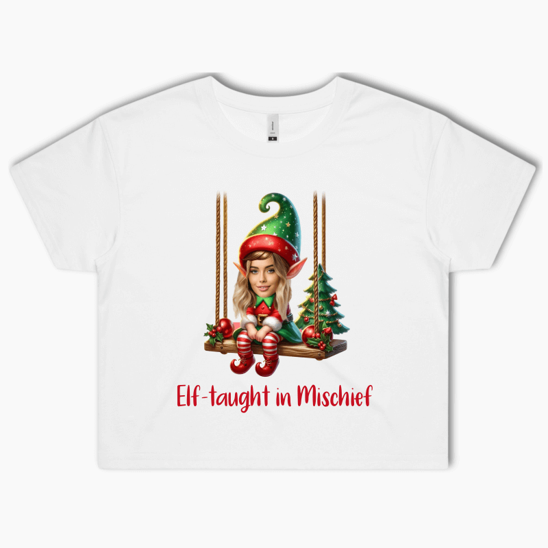 Personalised Christmas Elf Photo Crop Shirt