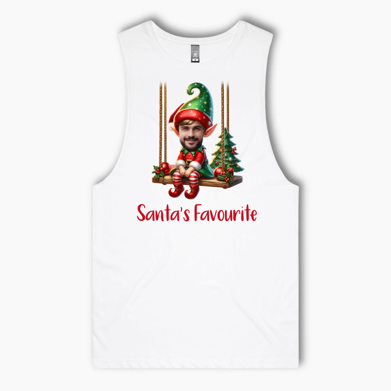 Personalised Christmas Elf Photo Tank Singlet