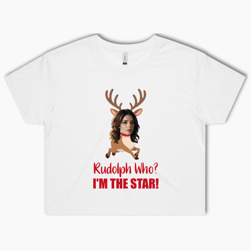 Personalised &#39;Rudolph Who? Christmas Crop Shirt