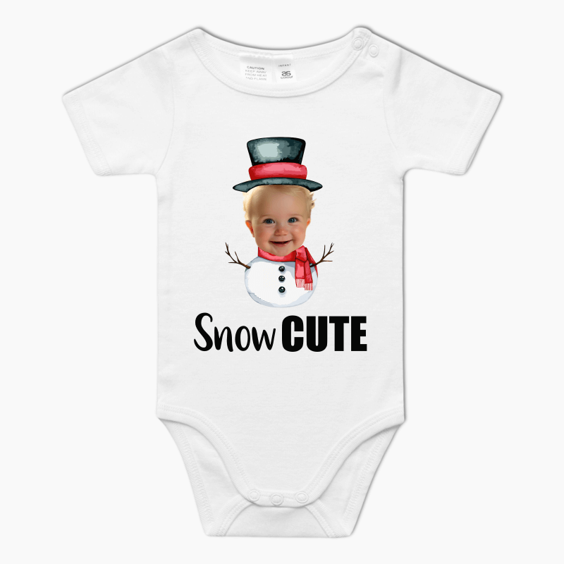 Personalised Snow Cute Xmas Baby One-Piece Romper