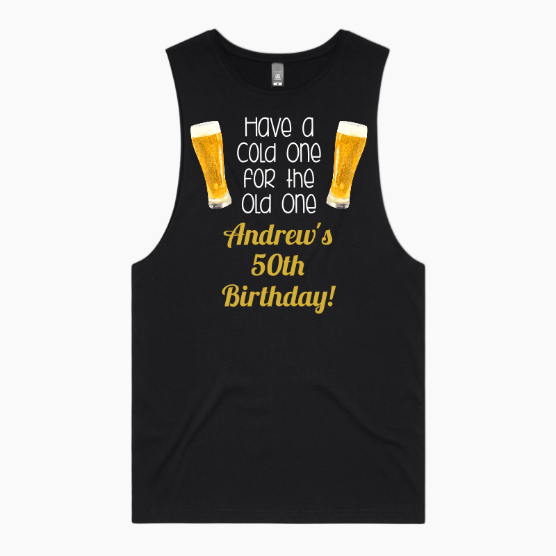 Personalised Cold One for the Old One Tank Singlet