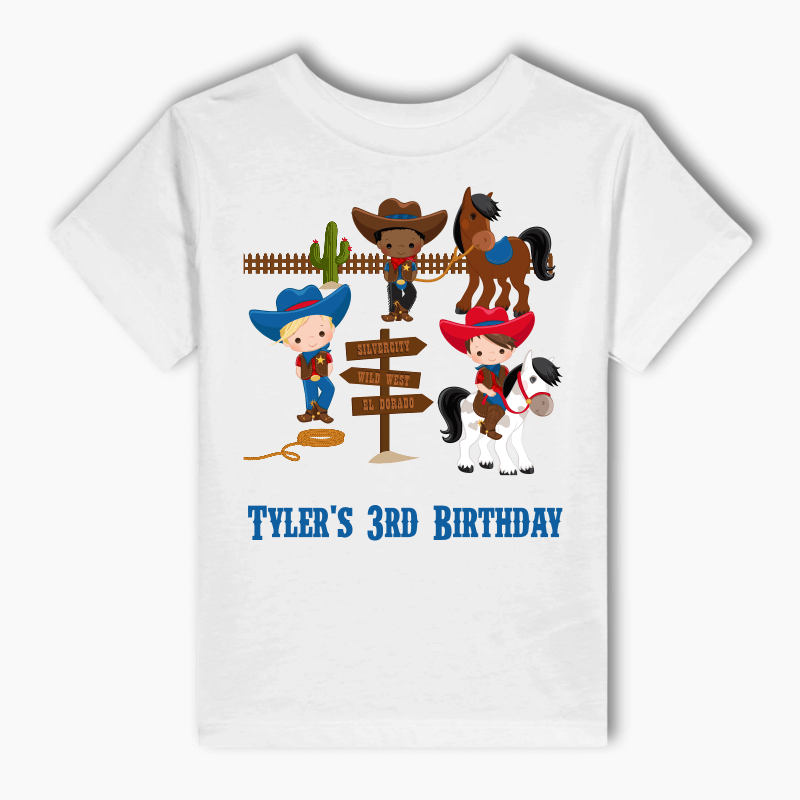 Personalised Cowboy Party Kids T-Shirt