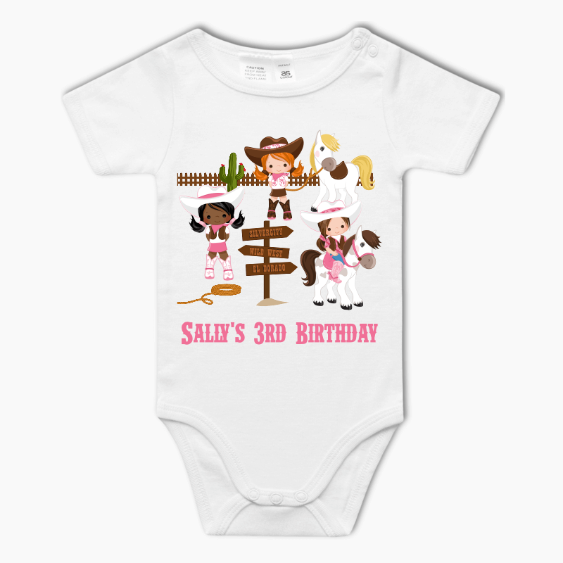 Personalised Cowgirl Baby One-Piece Romper