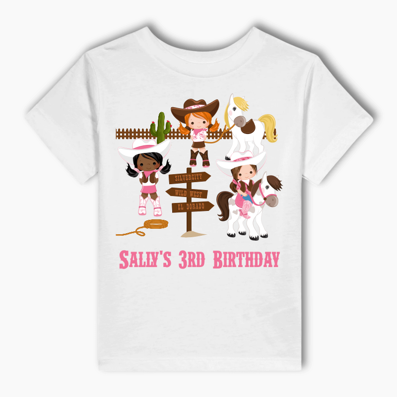 Personalised Cowgirl Party Kids T-Shirt