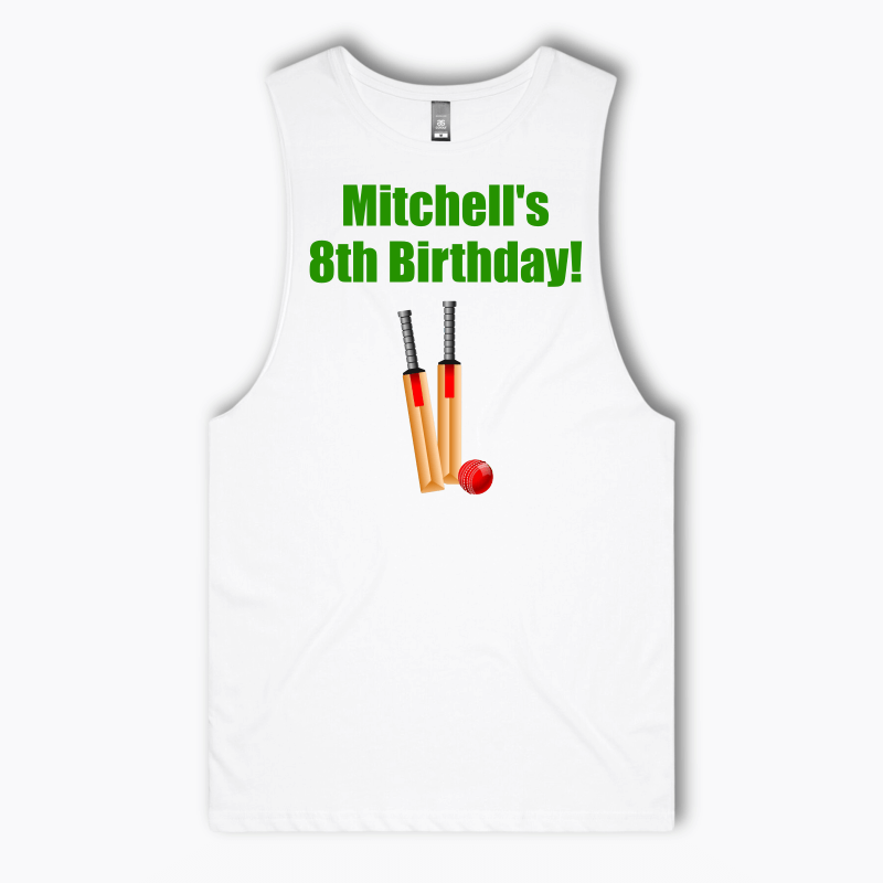 Personalised Cricket Party Tank Singlet