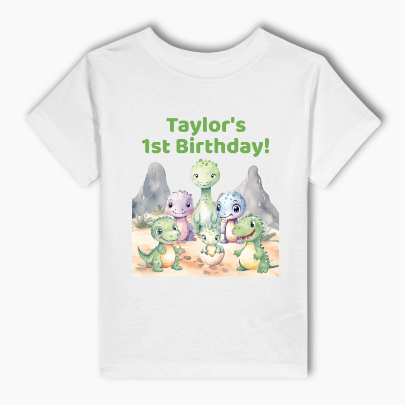 Personalised Cute Baby Dinosaurs Party Kids T-Shirt