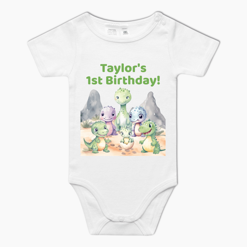 Personalised Cute Dinosaurs Baby One-Piece Romper