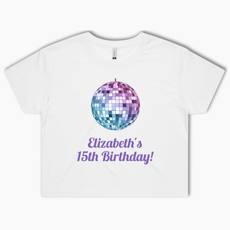 Personalised Disco Ball Party Crop Shirt