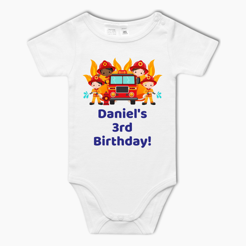 Personalised Firefighter Baby One-Piece Romper