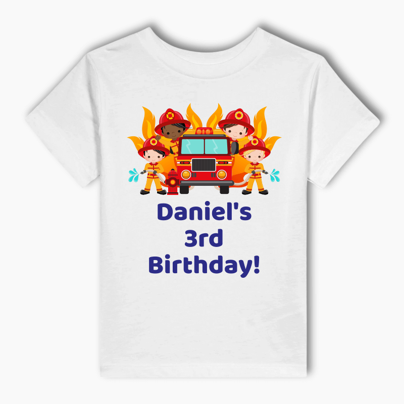 Personalised Firefighter Party Kids T-Shirt