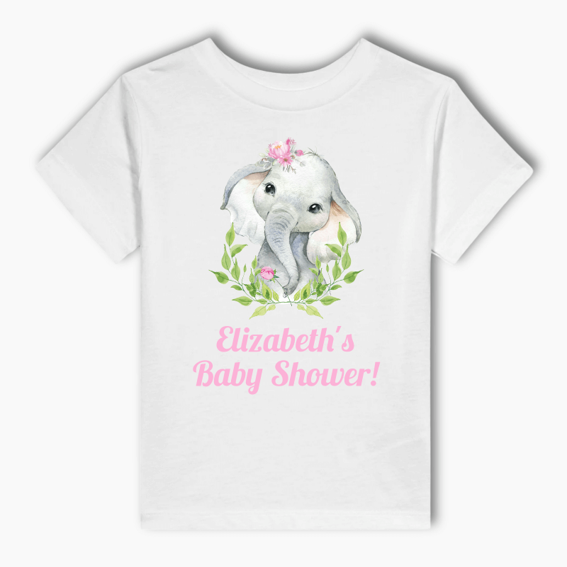 Personalised African Elephant Kids T-Shirt - Pink Floral