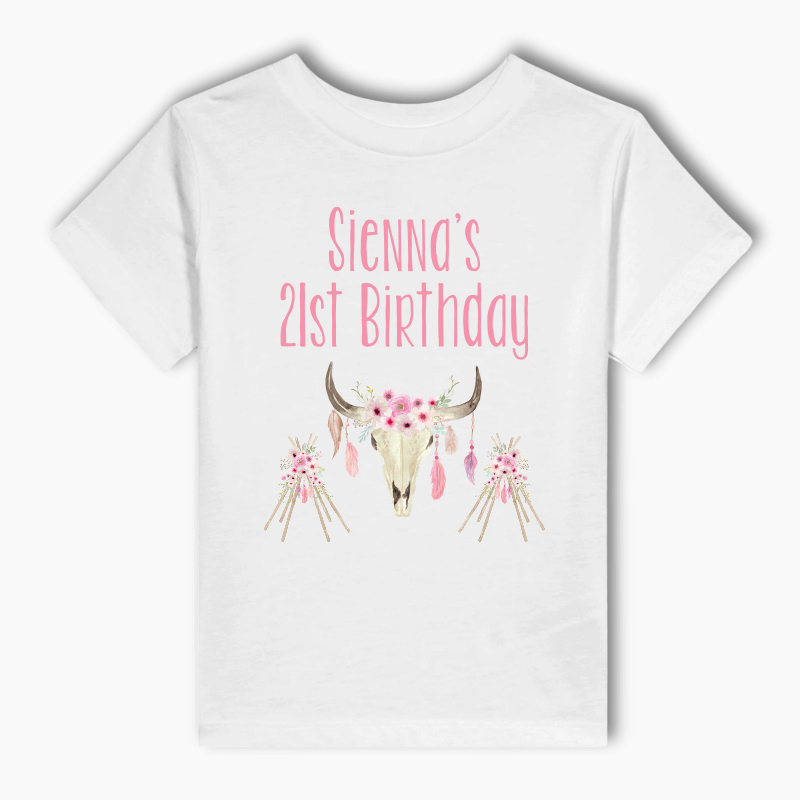 Personalised Floral Boho Skull &amp; Teepees Kids T-Shirt