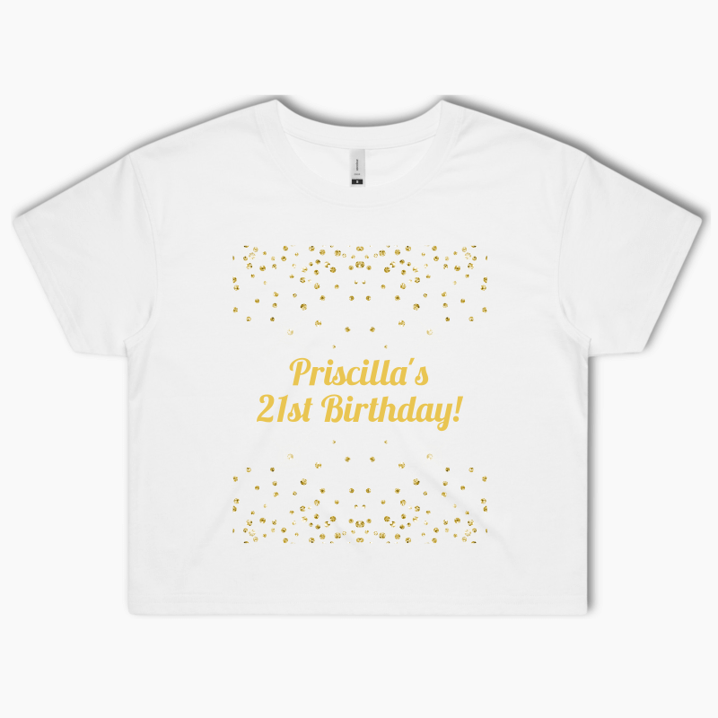 Personalised Gold Confetti Party Crop Shirt