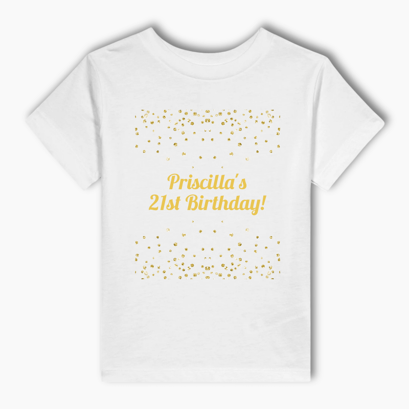 Personalised Gold Confetti Adults Party T-Shirt