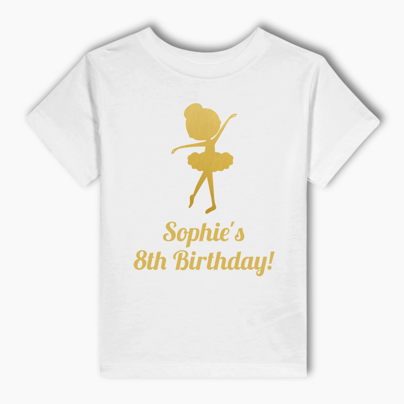 Personalised Gold Dancing Ballerina Kids T-Shirt