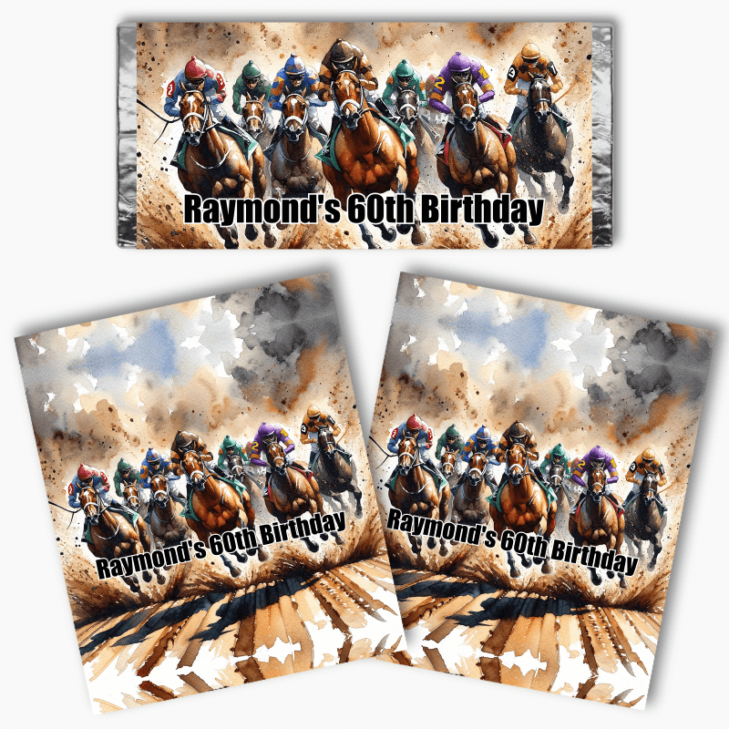 Personalised Horse Racing Mini Chocolate Labels