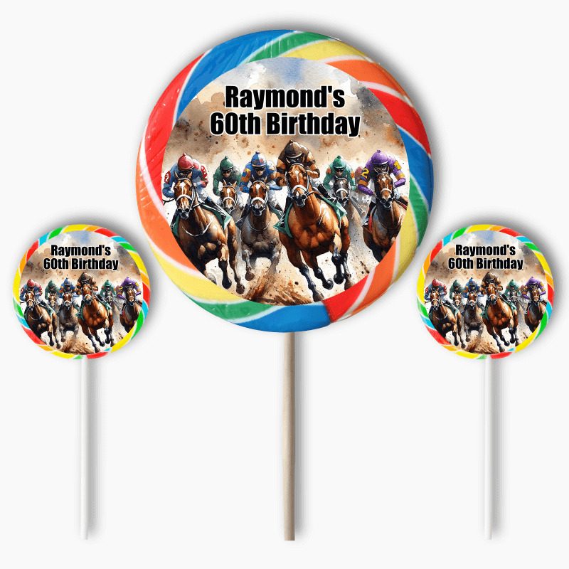 Personalised Horse Racing Party Round Stickers