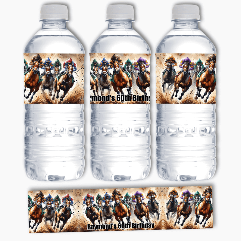 Personalised Horse Racing Party Water Bottle Labels