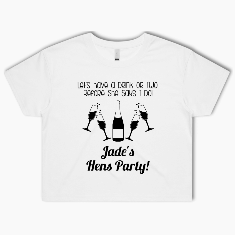 Personalised Aqua &amp; Black I Do Hens Party Crop Shirt