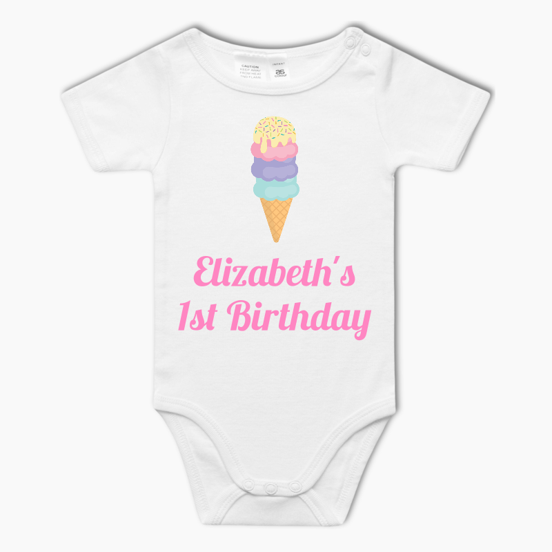 Personalised Ice Cream Baby One-Piece Romper